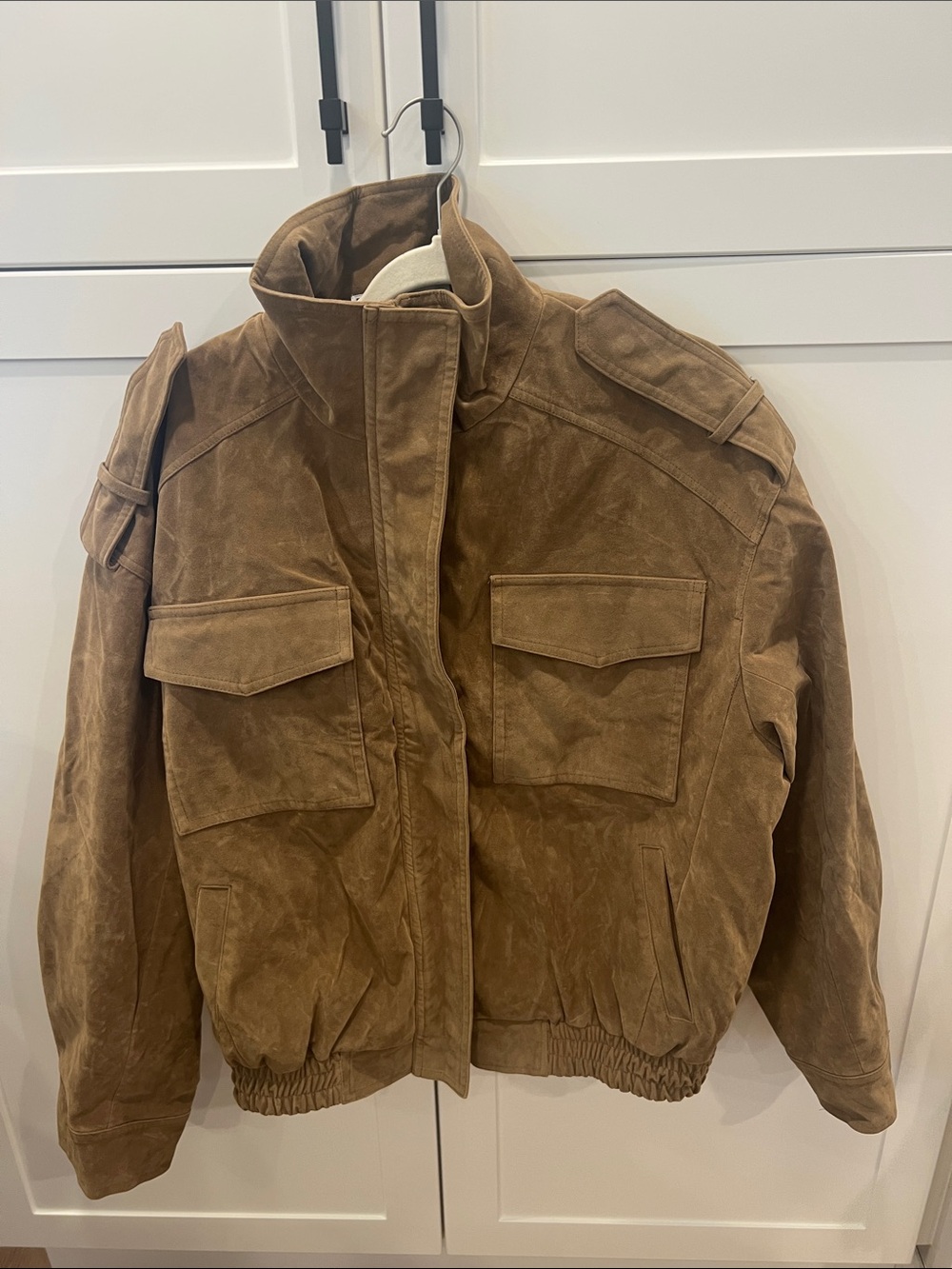 Brown Faux Suede Bomber